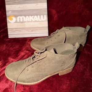 🆕 Makalu Women's Size 8 Olive Ankle Oxford Boots New In Box